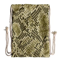 Yellow Snake Skin Pattern Drawstring Bag (large)