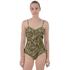 Yellow Snake Skin Pattern Sweetheart Tankini Set