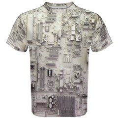 White Technology Circuit Board Electronic Computer Men s Cotton Tee