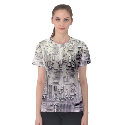 White Technology Circuit Board Electronic Computer Women s Sport Mesh Tee by BangZart