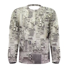 White Technology Circuit Board Electronic Computer Men s Long Sleeve Tee