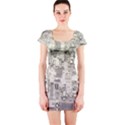 White Technology Circuit Board Electronic Computer Short Sleeve Bodycon Dress View1