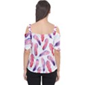 Watercolor Pattern With Feathers Cutout Shoulder Tee View2