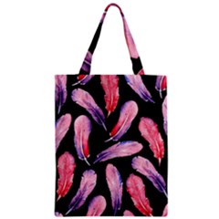 Watercolor Pattern With Feathers Zipper Classic Tote Bag