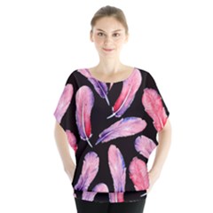 Watercolor Pattern With Feathers Blouse