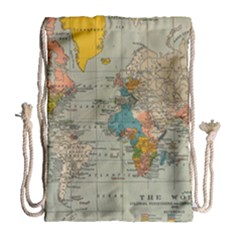 Vintage World Map Drawstring Bag (large)