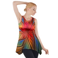 Vintage Colors Flower Petals Spiral Abstract Side Drop Tank Tunic