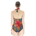 Vintage Colors Flower Petals Spiral Abstract Halter Swimsuit View2