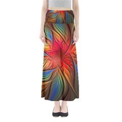 Vintage Colors Flower Petals Spiral Abstract Full Length Maxi Skirt