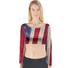 Usa Flag Long Sleeve Crop Top