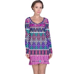 Tribal Seamless Aztec Pattern Long Sleeve Nightdress by BangZart