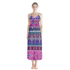 Tribal Seamless Aztec Pattern Button Up Chiffon Maxi Dress by BangZart