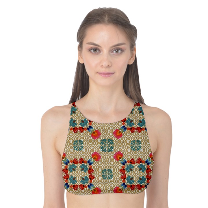 Traditional Scandinavian Pattern Tank Bikini Top