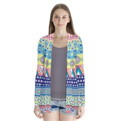 Tribal Print Drape Collar Cardigan