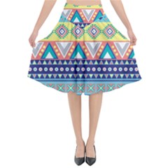 Tribal Print Flared Midi Skirt