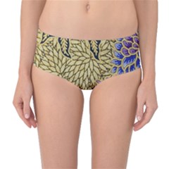 Traditional Art Batik Pattern Mid-waist Bikini Bottoms