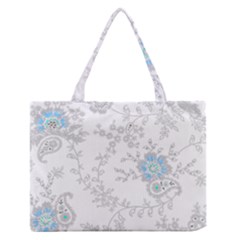 Traditional Art Batik Flower Pattern Medium Zipper Tote Bag