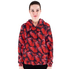 The Red Butterflies Sticking Together In The Nature Women s Zipper Hoodie