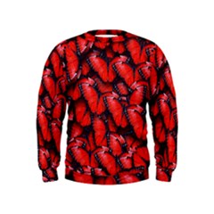 The Red Butterflies Sticking Together In The Nature Kids  Sweatshirt by BangZart