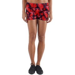 The Red Butterflies Sticking Together In The Nature Yoga Shorts