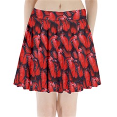 The Red Butterflies Sticking Together In The Nature Pleated Mini Skirt