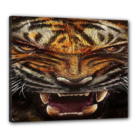 Tiger Face Canvas 24  X 20  by BangZart