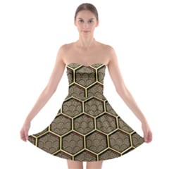 Texture Hexagon Pattern Strapless Bra Top Dress