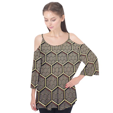 Texture Hexagon Pattern Flutter Tees by BangZart