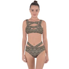 Texture Hexagon Pattern Bandaged Up Bikini Set 