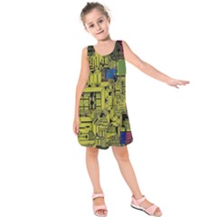 Technology Circuit Board Kids  Sleeveless Dress by BangZart