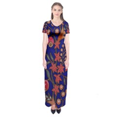 Texture Batik Fabric Short Sleeve Maxi Dress