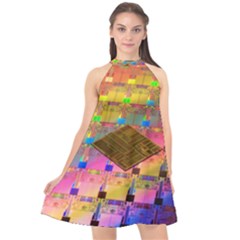 Technology Circuit Pentium Die Halter Neckline Chiffon Dress  by BangZart