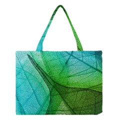Sunlight Filtering Through Transparent Leaves Green Blue Medium Tote Bag