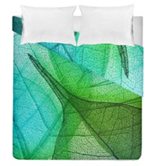 Sunlight Filtering Through Transparent Leaves Green Blue Duvet Cover Double Side (queen Size)