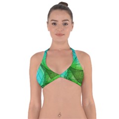 Sunlight Filtering Through Transparent Leaves Green Blue Halter Neck Bikini Top by BangZart