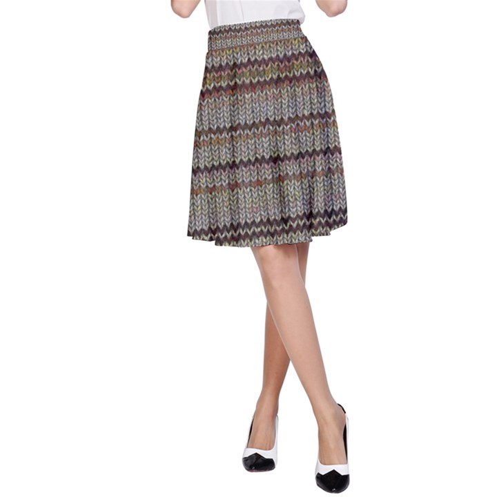 Stripy Knitted Wool Fabric Texture A-Line Skirt