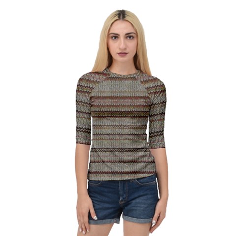 Stripy Knitted Wool Fabric Texture Quarter Sleeve Tee by BangZart