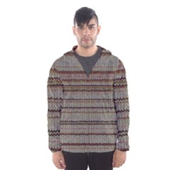 Stripy Knitted Wool Fabric Texture Hooded Wind Breaker (men)