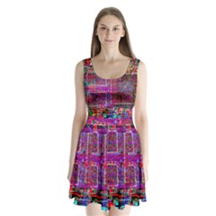 Technology Circuit Board Layout Pattern Split Back Mini Dress 