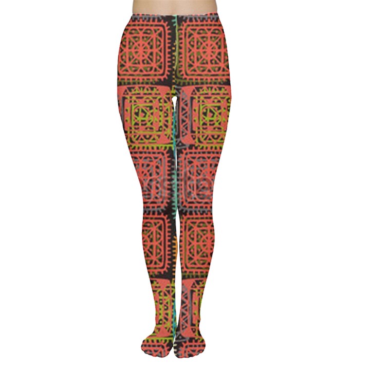 Stract Decorative Ethnic Seamless Pattern Aztec Ornament Tribal Art Lace Folk Geometric Background C Women s Tights