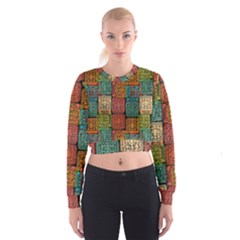 Stract Decorative Ethnic Seamless Pattern Aztec Ornament Tribal Art Lace Folk Geometric Background C Cropped Sweatshirt