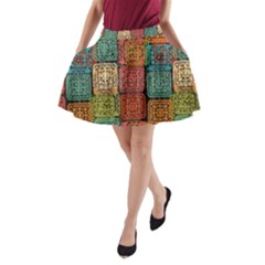 Stract Decorative Ethnic Seamless Pattern Aztec Ornament Tribal Art Lace Folk Geometric Background C A-line Pocket Skirt