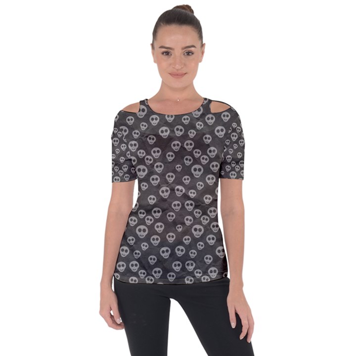 Skull Halloween Background Texture Short Sleeve Top