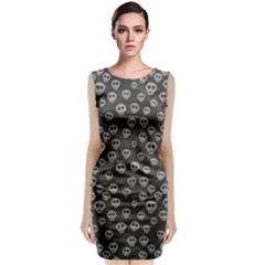 Skull Halloween Background Texture Sleeveless Velvet Midi Dress