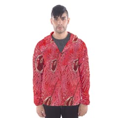 Red Peacock Floral Embroidered Long Qipao Traditional Chinese Cheongsam Mandarin Hooded Wind Breaker (men)