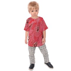 Red Peacock Floral Embroidered Long Qipao Traditional Chinese Cheongsam Mandarin Kids Raglan Tee