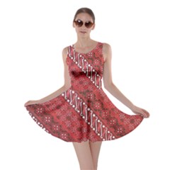 Red Batik Background Vector Skater Dress by BangZart