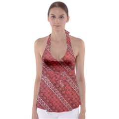 Red Batik Background Vector Babydoll Tankini Top