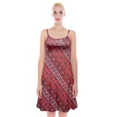 Red Batik Background Vector Spaghetti Strap Velvet Dress