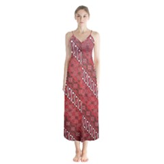 Red Batik Background Vector Button Up Chiffon Maxi Dress by BangZart